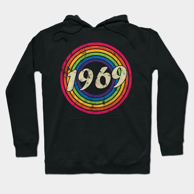 1969 - Retro Rainbow Faded-Style Hoodie by MaydenArt